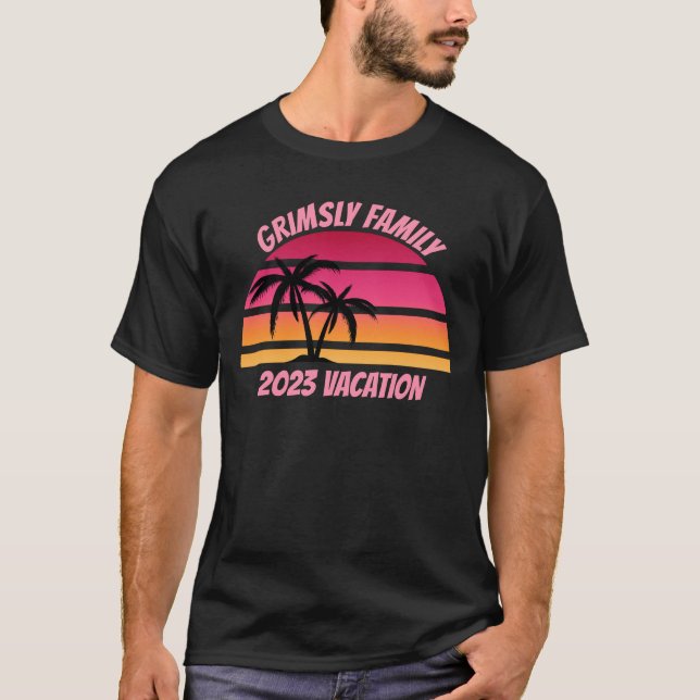 T-shirt Vacances en famille tropicale (Devant)