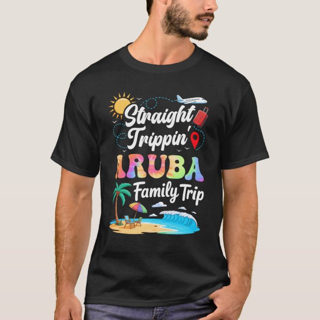 T-shirt Vacances Famille Aruba 2025 Voyage Droit S (Devant)