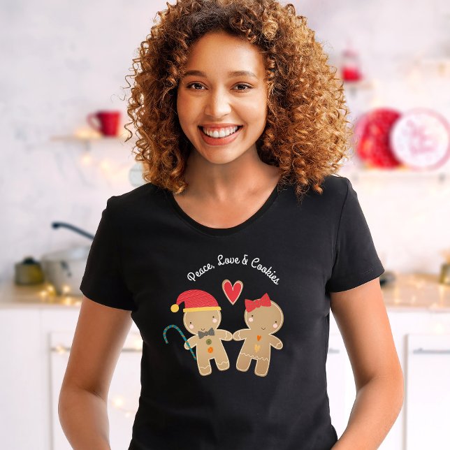 T-shirt Vacances Gingerbread Garçon Fille Peace Love Cooki (Créateur téléchargé)