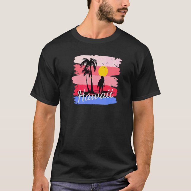 T-shirt Vacances Hawaiiennes En Couleurs Pastel Pour Corre (Devant)