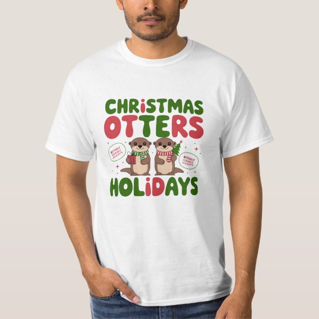 T-shirt Vacances Noël Otters (Devant)