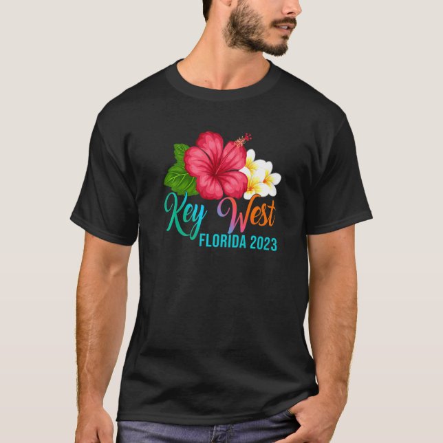 T-shirt Vacances Ouest-Clé Floride Tropical Hibiscus Flowe (Devant)