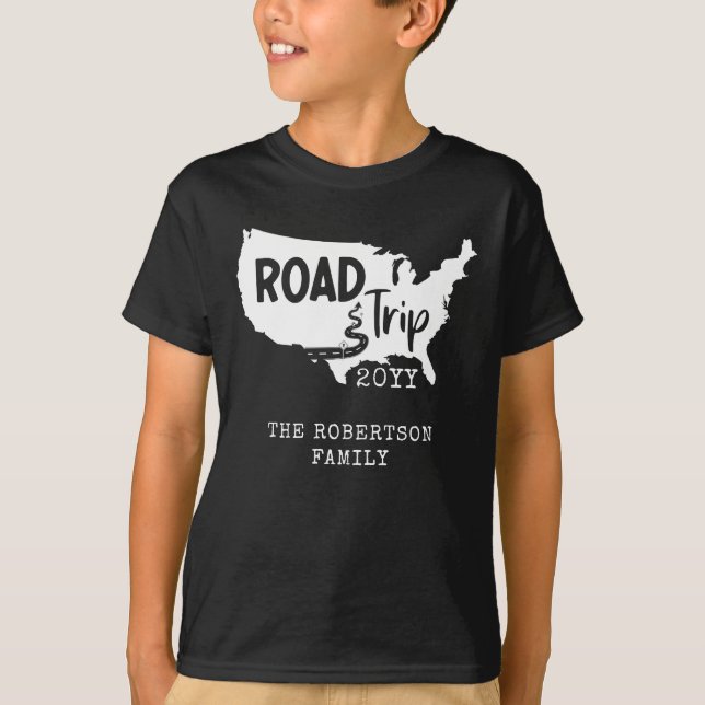 T-shirt Vacances personnalisées | Family Road Trip USA Car (Devant)