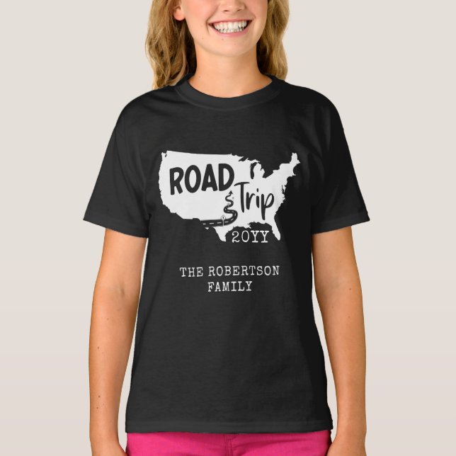 T-shirt Vacances personnalisées | Family Road Trip USA Car (Devant)