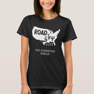 T-shirt Vacances personnalisées Family Road Trip USA Car