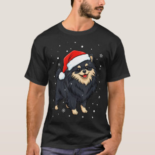 T-shirt Vacances pour chien Meranian Chien Santa Illustrat