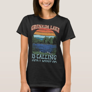 T-shirt Vacances Rétro au Lac Grenad Bateau Pêche Camping