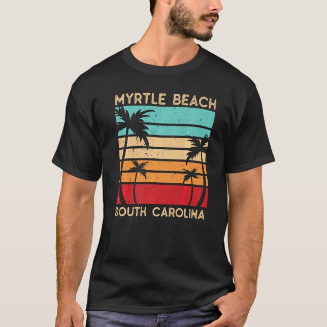 T-shirt Vacances Rétro Myrtle Beach Palms de Caroline du S (Devant)