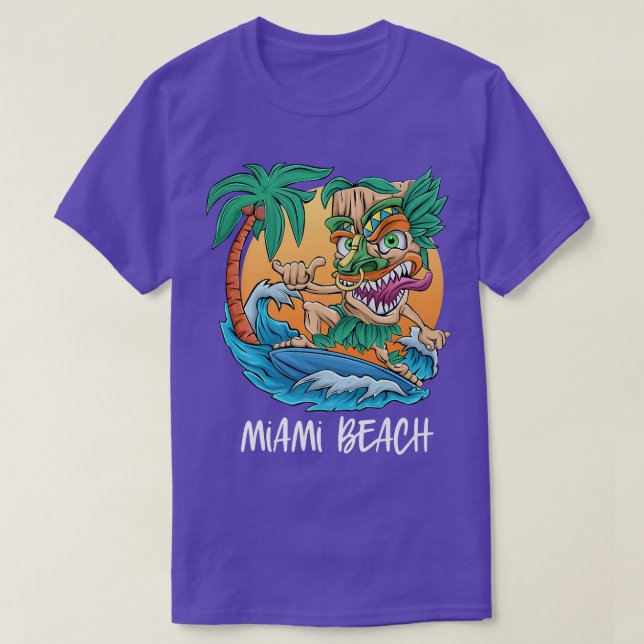 T-shirt Vacances Surf Palmier Miami Beach Floride Tik (Design devant)