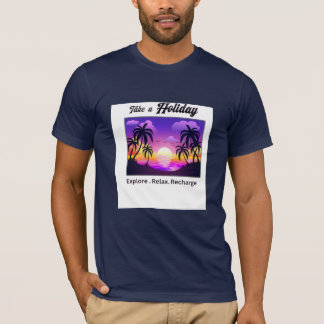 T-shirt Vacances tropicales au coucher du soleil – Explore
