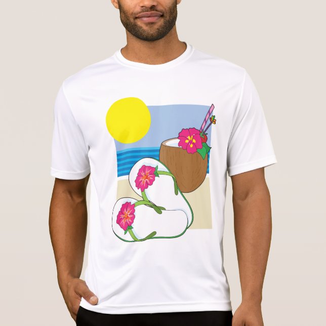 T-shirt Vacances tropicales sur la plage Fleurs de coco To (Devant)