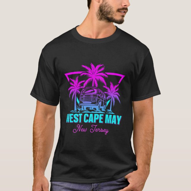 T-shirt Vacances Vaporwave Beach West Cape May (Devant)