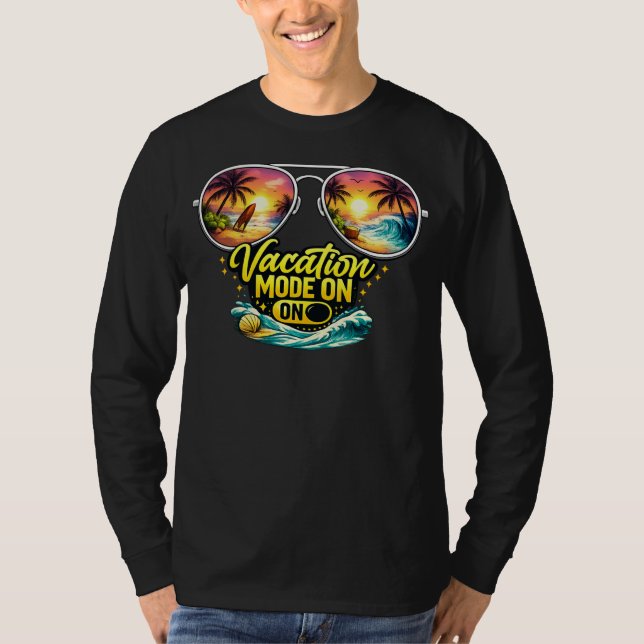 T-shirt Vacation Mode On Feels Like Sunset Beach Long Tee (Devant)
