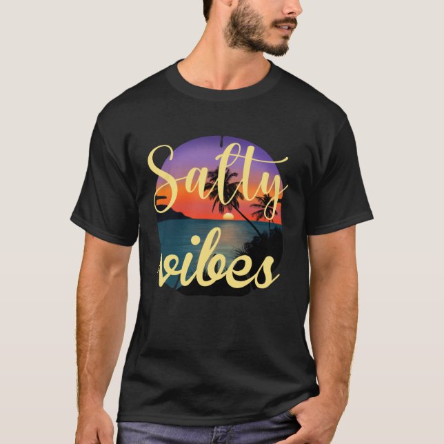 T-shirt Vacation Salty Vibes Relaxing Beach Sunset For Sum (Devant)