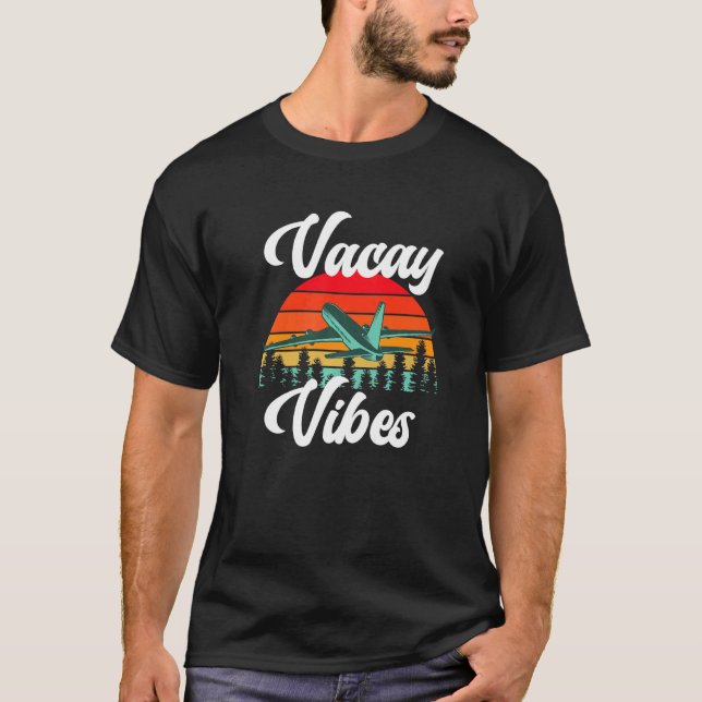 T-shirt Vacay Vibes Retro Beach Vacation Summer Devis Airp (Devant)
