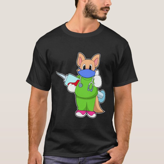T-shirt Vaccination au chat avec seringue (Devant)