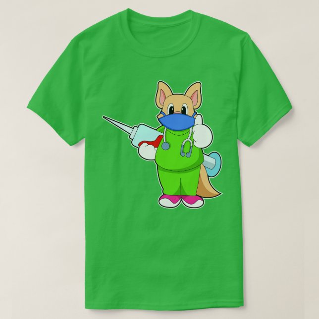 T-shirt Vaccination au chat avec seringue (Design devant)