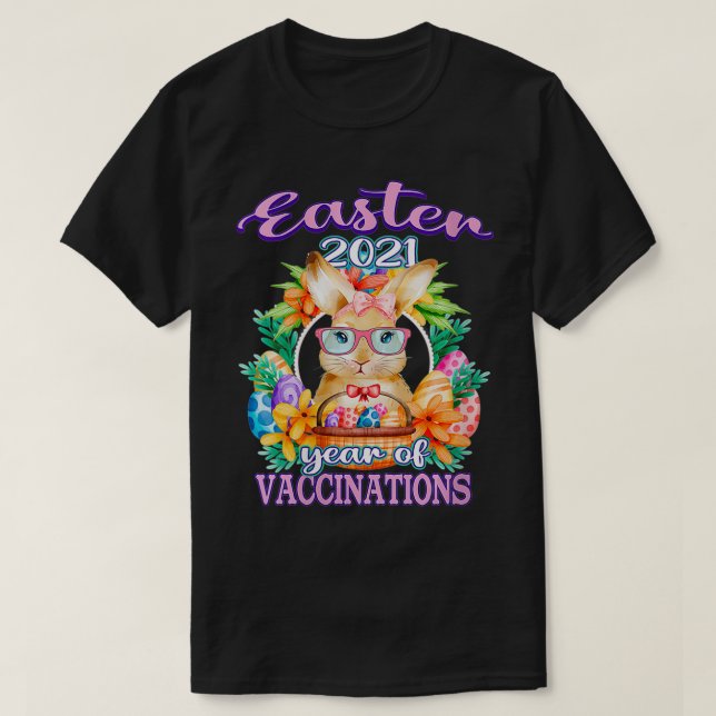 T-shirt Vaccination des femmes Bunny de Pâques CNA Nurse V (Design devant)
