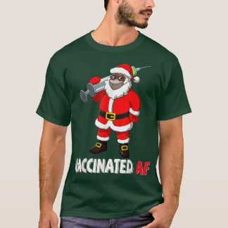 T-shirt Vacciné AF Père Noël Africain Américain En Masque