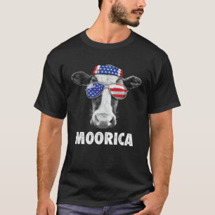T-shirt Vache 4 juillet Moorica Merica Hommes Drapeau Amér