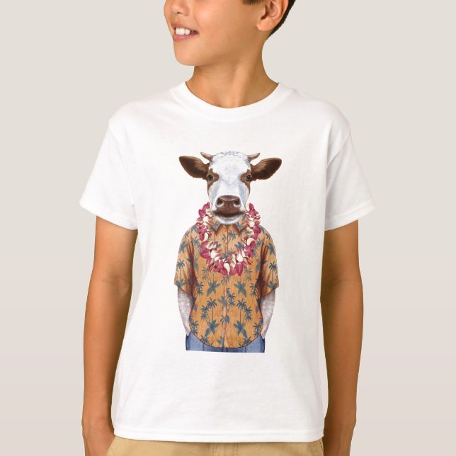T-shirt Vache à chemise hawaïenne (Devant)