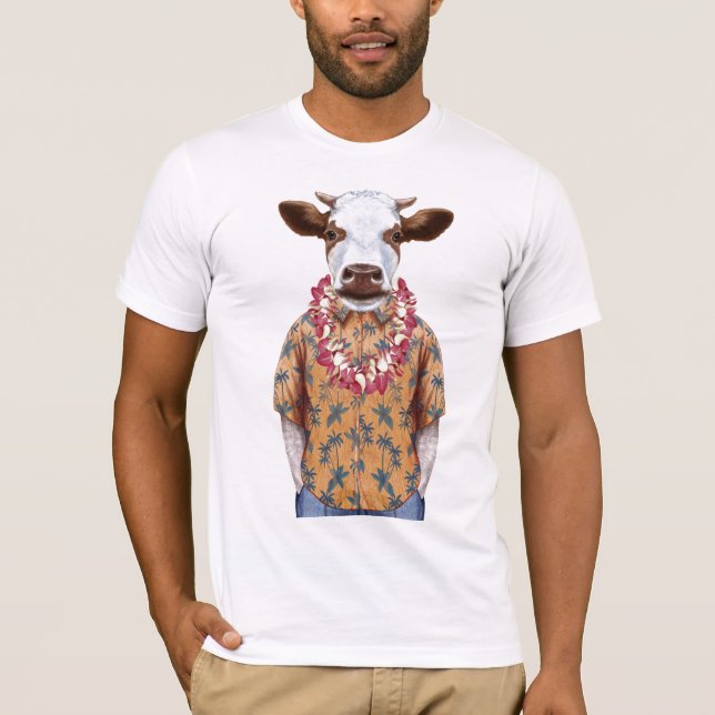 T-shirt Vache à chemise hawaïenne (Devant)