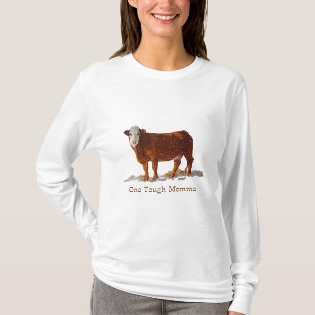 T-shirt Vache à Hereford : Une maman dure : Le jour de (Devant)