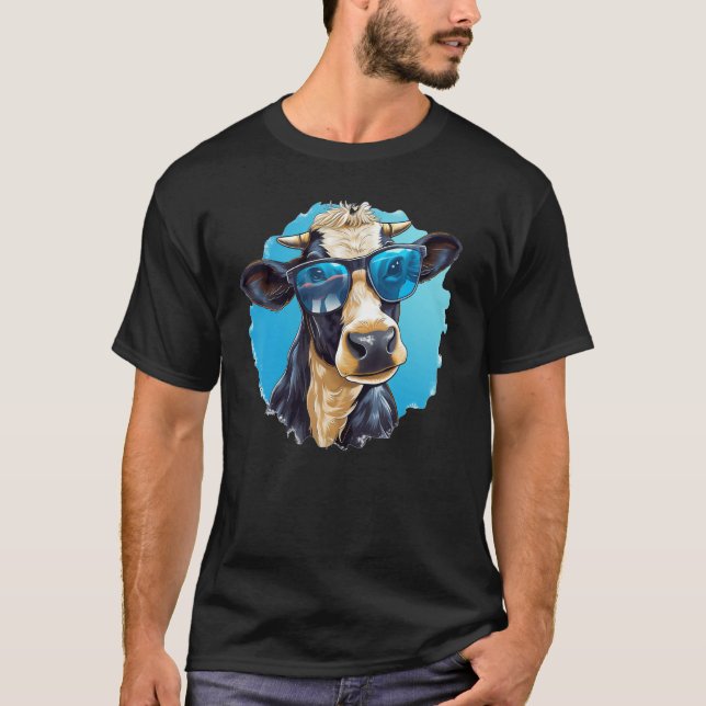 T-shirt Vache à lunettes de soleil drôles (Devant)