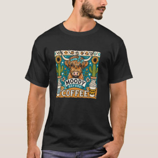 T-shirt Vache à poils longs de l'Ouest hargneuse avant le