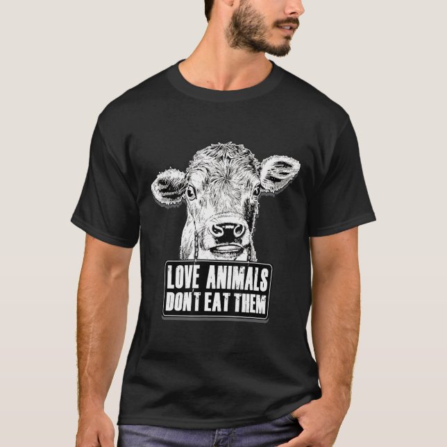 T-shirt Vache Amour Animaux Végétariens Femmes Hommes Enfa (Devant)