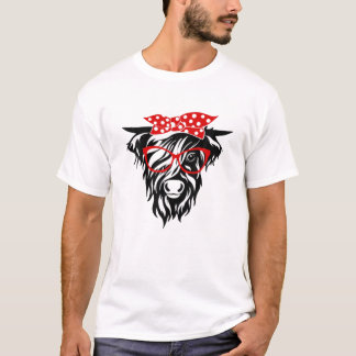 T-shirt Vache Amusante Des Hautes Terres Avec Bandana Et L