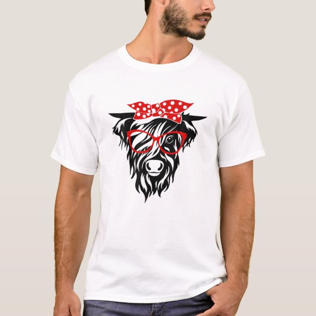 T-shirt Vache Amusante Des Hautes Terres Avec Bandana Et L (Devant)