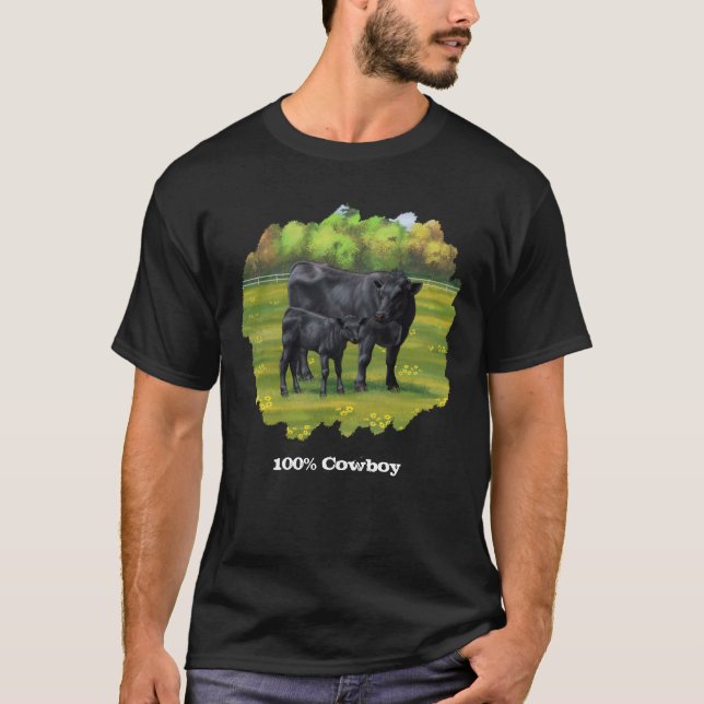 T-shirt Vache Angus Noir & Mignonne Veau (Devant)