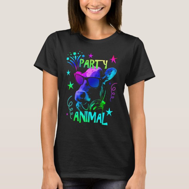 T-shirt Vache Animal de Fête Cool (Devant)