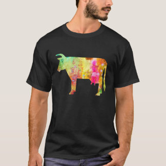 T-shirt Vache aquarelle colorée