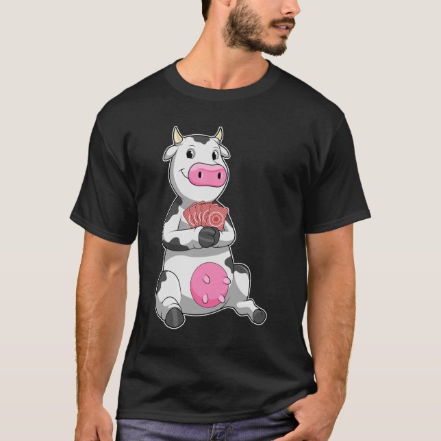 T-shirt Vache au Poker avec cartes de Poker (Devant)