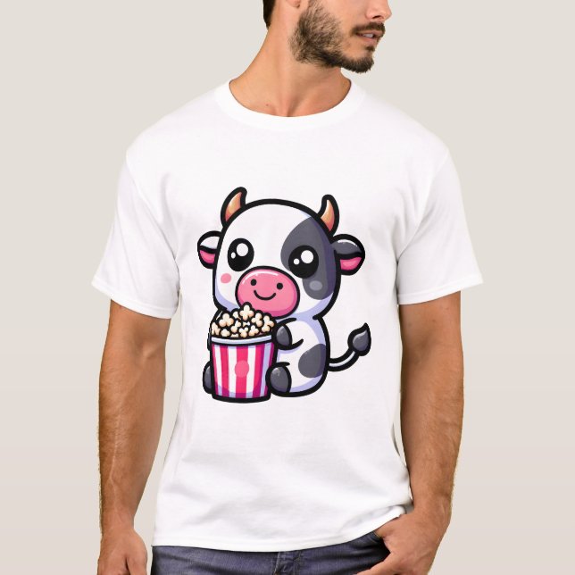 T-shirt Vache au pop-corn  (Devant)