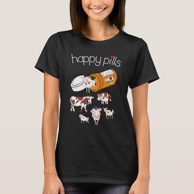 T-shirt Vache aux pilules heureuses (Devant)