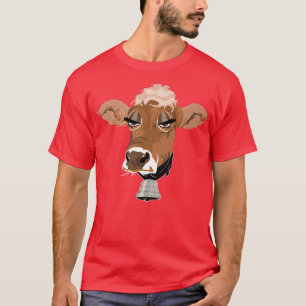 T-shirt Vache avec cloche de vache Paysan Cadeaux Funny Va