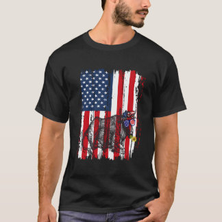 T-shirt Vache Avec Drapeau Des États-Unis Patriote Agricul