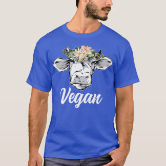 T-shirt Vache avec Fleur Vegan Lifestyle Funny Végétarien