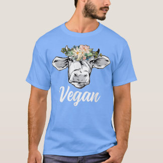 T-shirt Vache avec Fleur Vegan Lifestyle Funny Végétarien