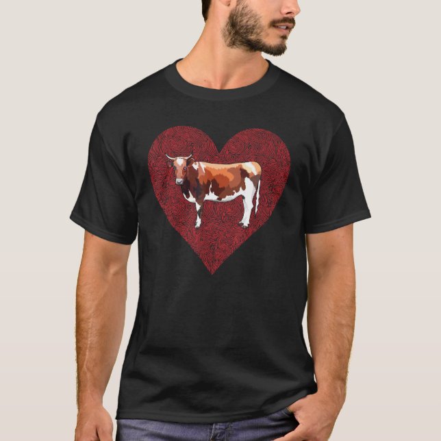 T-shirt Vache blanche marron empreinte digitale Saint-Vale (Devant)