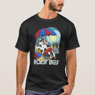 T-shirt Vache Boeuf Rôti En Vacances Au Soleil Sur La Plag