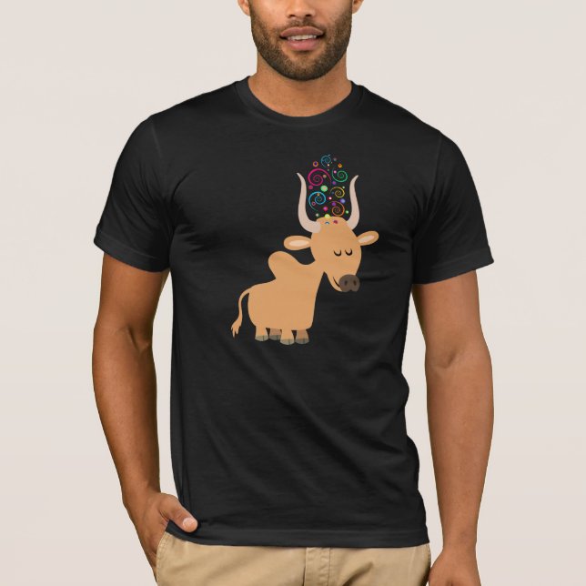 T-shirt vache Brahman mignonne et heureuse (Devant)