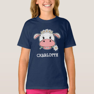 T-shirt Vache charmante au dessin   Nom personnalisé T-sh
