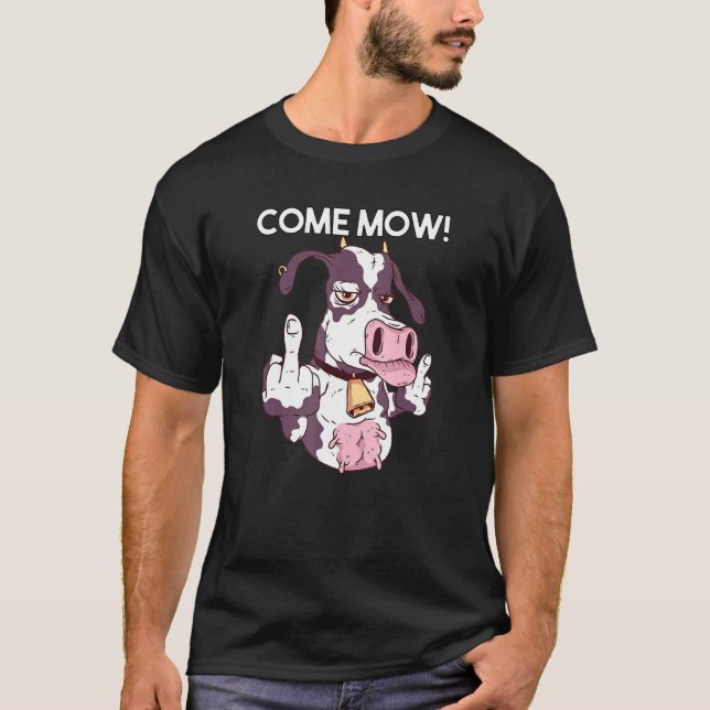 T-shirt Vache comique prête à se battre (Devant)