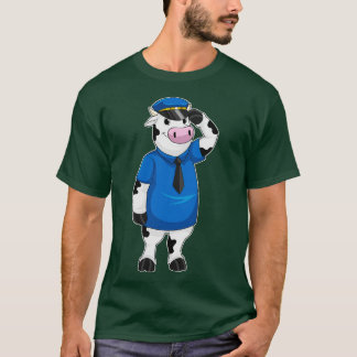 T-shirt Vache comme agent de police avec casquette de poli