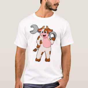 T-shirt Vache comme mécanicien avec clé