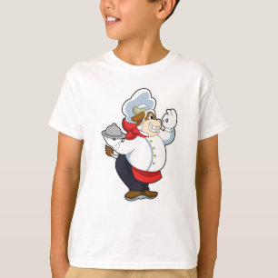 T-shirt Vache comme serveur avec assiette servante